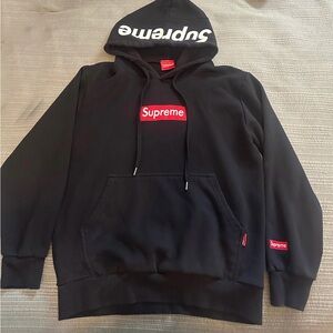 Supreme Black Hoodie with Red and White Details